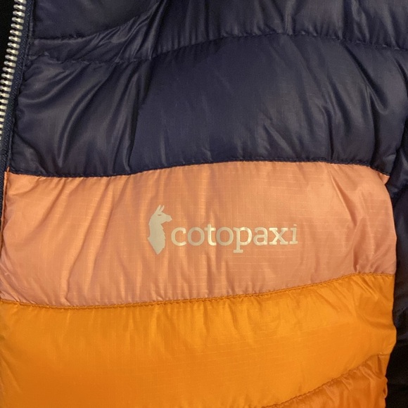 COTOPAXI FUEGO DOWN HOODED JKT Vibrant /Orange Navy Puffer Jacket size small - Picture 5 of 10